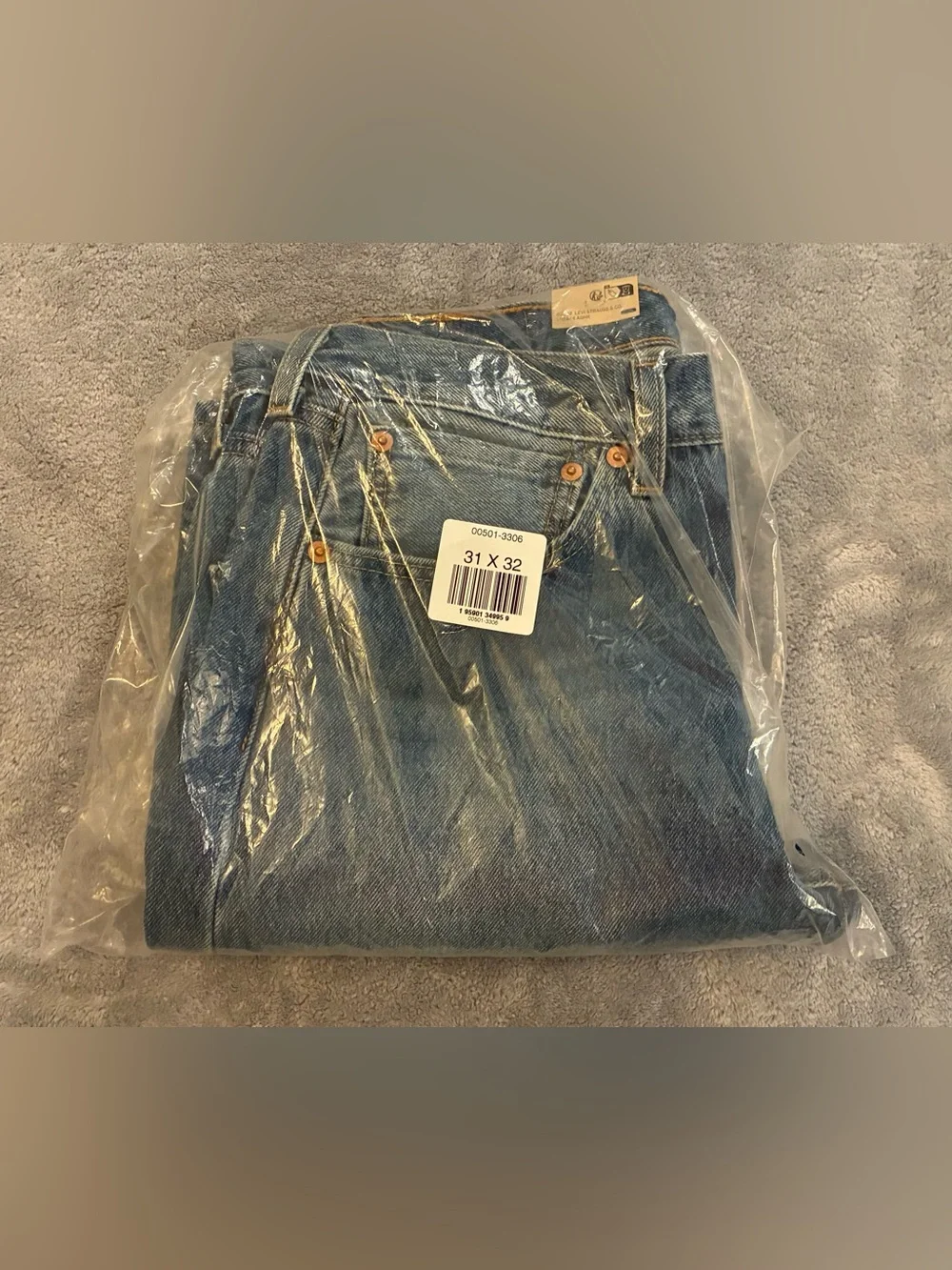Men’s Levi Strauss 501 Original Blue Medium Wash Straight-Leg Jeans 31 X 32